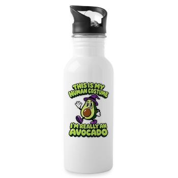 Human Costume Avocado - Halloween Avocado - Trinkflasche mit integriertem Trinkhalm - Weiß - Rechts