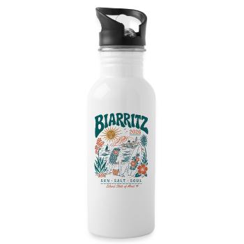 Biarritz 2026 Surf Insel Vibes - Trinkflasche mit integriertem Trinkhalm - Weiß - Rechts