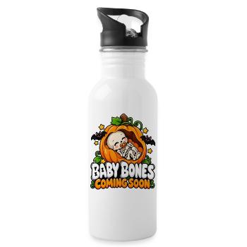 Kürbis-Skelett Baby Bones Ankündigung - Trinkflasche mit integriertem Trinkhalm - Weiß - Rechts