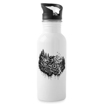 Motocross Enduro Fahrer Offroad Motorrad Geschenk - Trinkflasche mit integriertem Trinkhalm - Weiß - Rechts