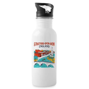 Retro Stratford Upon Avon England Travel - Trinkflasche mit integriertem Trinkhalm - Weiß - Rechts