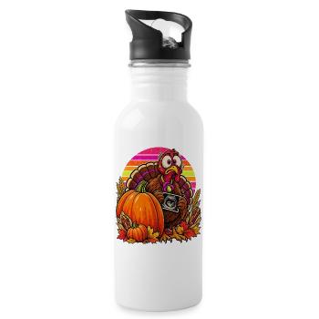 Thanksgiving Truthahn Schwangerschaftsankündigung - Trinkflasche mit integriertem Trinkhalm - Weiß - Rechts