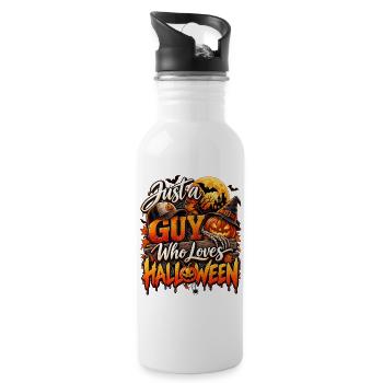 Just a Guy Who Loves Halloween - Trinkflasche mit integriertem Trinkhalm - Weiß - Rechts