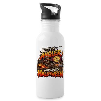 Nur ein Angler der Halloween mag - Trinkflasche mit integriertem Trinkhalm - Weiß - Rechts