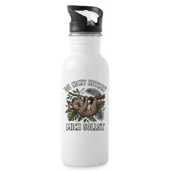 Koala Spruch Du nicht hetzen mich sollst  - Trinkflasche mit integriertem Trinkhalm - Weiß - Rechts