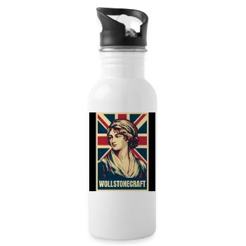 Mary Wollstonecraft UK Pop Art - Trinkflasche mit integriertem Trinkhalm - Weiß - Rechts