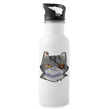 Katze Pirat - Trinkflasche mit integriertem Trinkhalm - Weiß - Rechts