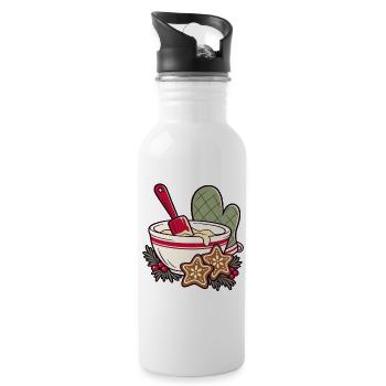 Kekszeit im Schüssel-Design - Trinkflasche mit integriertem Trinkhalm - Weiß - Rechts