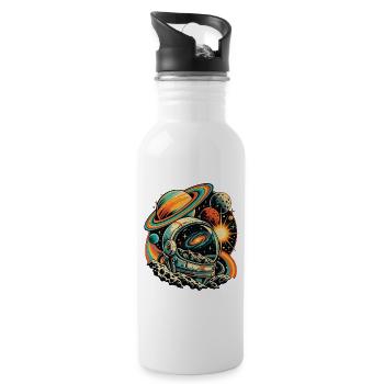 Astronomie Retro Galaxie - Trinkflasche mit integriertem Trinkhalm - Weiß - Rechts