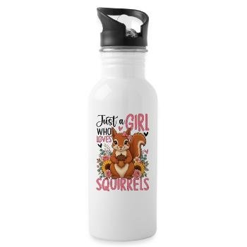 Just a Girl Who Loves Squirrels - Trinkflasche mit integriertem Trinkhalm - Weiß - Rechts
