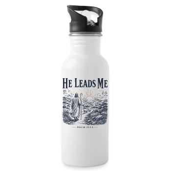 Psalm 23 Hirten-christliches Design - Trinkflasche mit integriertem Trinkhalm - Weiß - Rechts