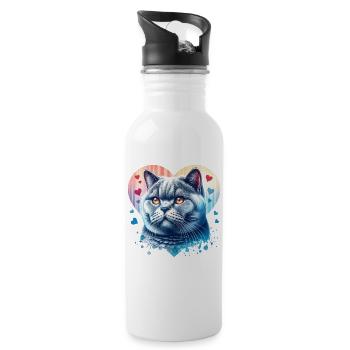 Britisch Kurzhaar Katze - Trinkflasche mit integriertem Trinkhalm - Weiß - Rechts