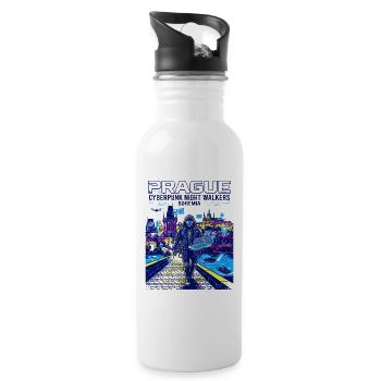 Programmer Prague Cyberpunk Night Walkers Bohemia - Trinkflasche mit integriertem Trinkhalm - Weiß - Rechts