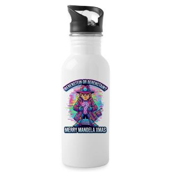 Mandela Xmas Neon Detective - Trinkflasche mit integriertem Trinkhalm - Weiß - Rechts