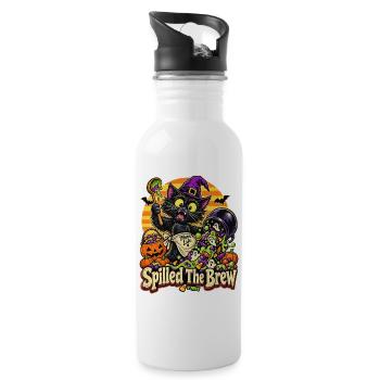Halloween-Hexenkatze Spilled The Brew - Trinkflasche mit integriertem Trinkhalm - Weiß - Rechts
