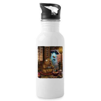 Lustiges Capybara Japan Gaming Wasserschwein Gamer - Trinkflasche mit integriertem Trinkhalm - Weiß - Rechts