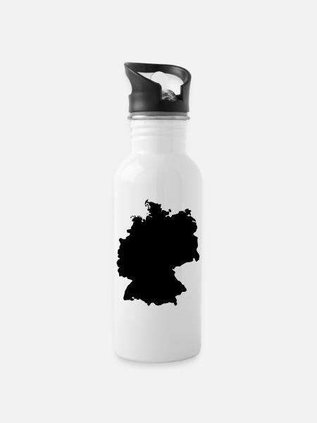 Germany, outlined, shade, outline, Germany, - Water bottle with straw - white