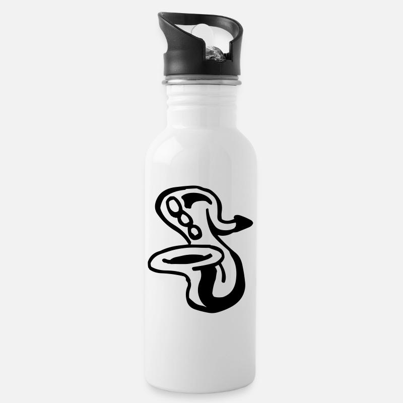 Saxophone - Gourde avec paille intégrée - blanc