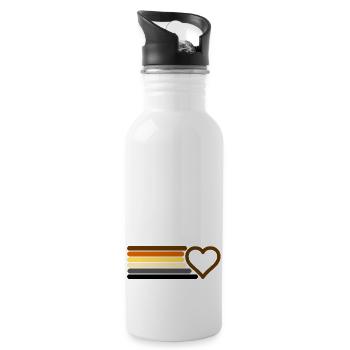 Stripes Bear Heart - Trinkflasche mit integriertem Trinkhalm - Weiß - Rechts