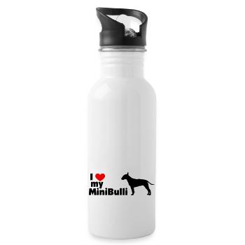 I Love My MiniBulli - Trinkflasche mit integriertem Trinkhalm - Weiß - Rechts