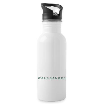 Einfacher Waldgänger Schriftzug Streifen - Trinkflasche mit integriertem Trinkhalm - Weiß - Rechts