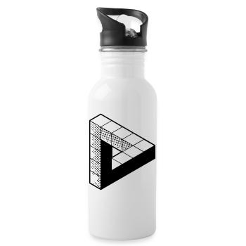 Unmögliches Dreieck - Tribar - Penrose Triangel - Trinkflasche mit integriertem Trinkhalm - Weiß - Rechts
