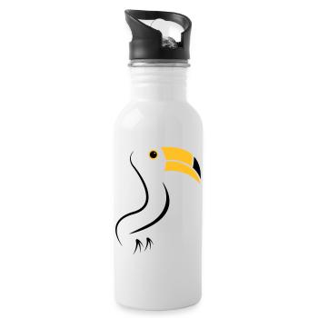 toucan silhouette - Trinkflasche mit integriertem Trinkhalm - Weiß - Rechts