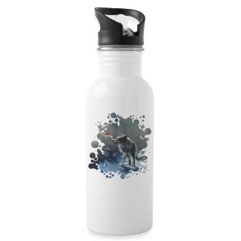 winter wolf - Water bottle with straw - white - Right