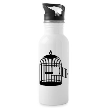 cage vide ouvert/ empty cage (1c) - Gourde avec paille intégrée - blanc - Droite