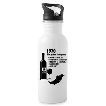 Birthday - Born in 1970 Shirt - Water bottle with straw - white - Right