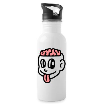 Crazy boy - cerveau - Gourde avec paille intégrée - blanc - Droite