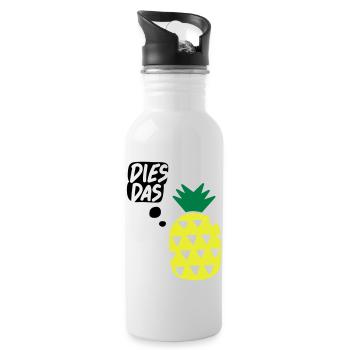 Dies, das, Ananas! Tasse - Trinkflasche mit integriertem Trinkhalm - Weiß - Rechts
