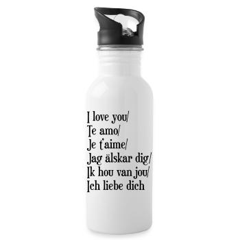 I Love you - Water bottle with straw - white - Right