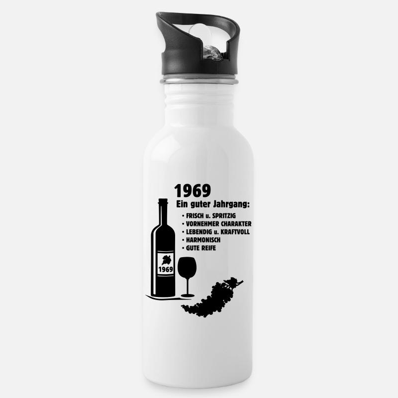 Geburtstag Jahrgang 1969 - Trinkflasche mit integriertem Trinkhalm - Weiß