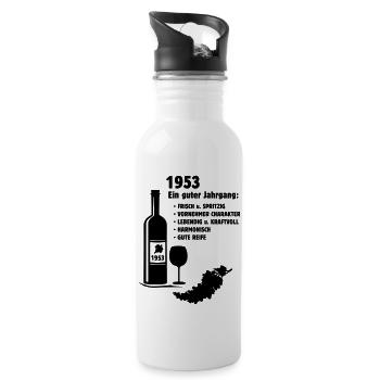 Geburtstag Jahrgang 1953 - Trinkflasche mit integriertem Trinkhalm - Weiß - Rechts