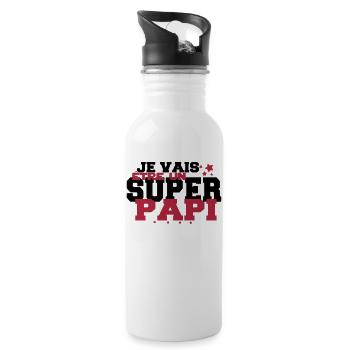 JE VAIS être un super PAPi - Gourde avec paille intégrée - blanc - Droite