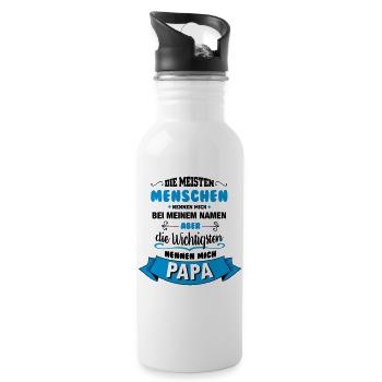 Beim Namen nennen - Papa - Trinkflasche mit integriertem Trinkhalm - Weiß - Rechts
