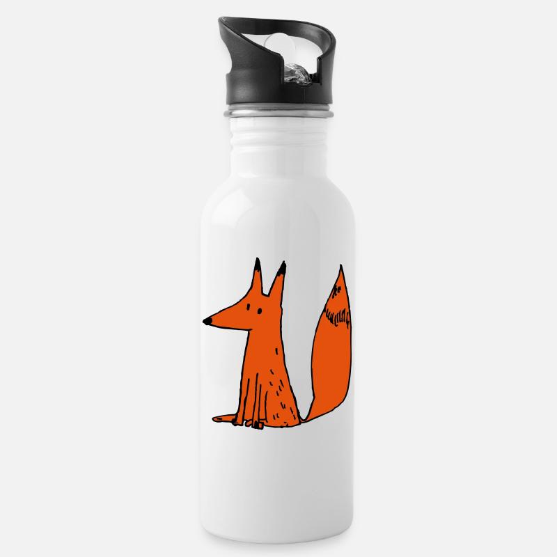 Renardrouxmam - Trinkflasche mit integriertem Trinkhalm - Weiß