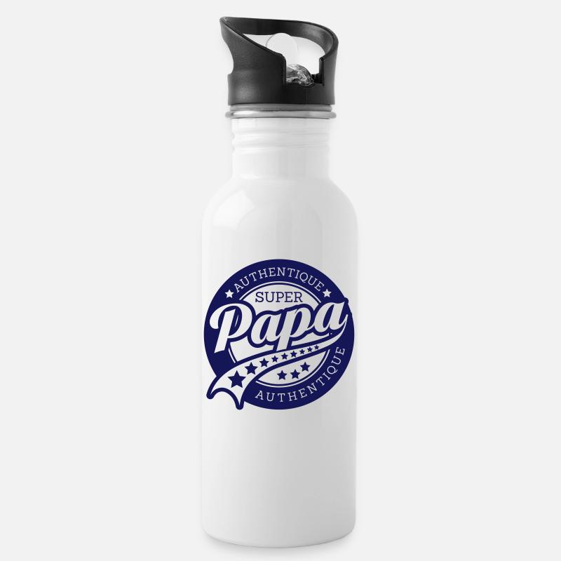 authentique super papa - Gourde avec paille intégrée - blanc