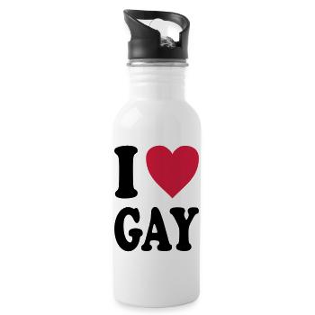 I love gay - Water bottle with straw - white - Right