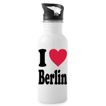 I love Berlin - Trinkflasche mit integriertem Trinkhalm - Weiß - Rechts