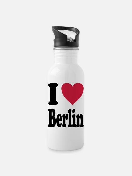 I love Berlin - Water bottle with straw - white