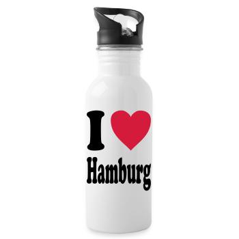 I love Hamburg - Water bottle with straw - white - Right
