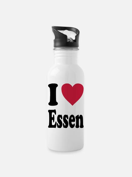 I love food - Water bottle with straw - white