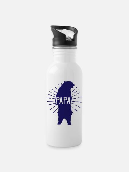 Papa Ours de la fête des pères - fête des pères - Gourde avec paille intégrée - blanc