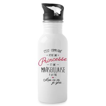 princesse et Marseillaise - Gourde avec paille intégrée - blanc - Droite