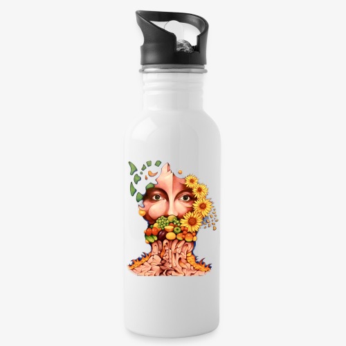 Fruit & Flowers - Water bottle with straw