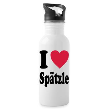 I love Spätzle (Alle Farben!) - Trinkflasche mit integriertem Trinkhalm - Weiß - Rechts