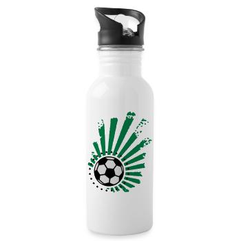 Fußball-Design (Sterne) - Trinkflasche mit integriertem Trinkhalm - Weiß - Rechts