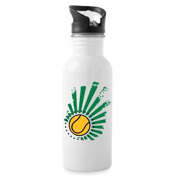 Tennis-Design (Sterne) - Trinkflasche mit integriertem Trinkhalm - Weiß - Rechts